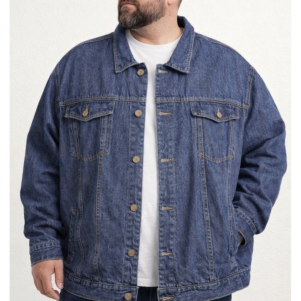 Duke Haband Mens Denim Trucker Jacket Cotton Blue Workwear Dad Core Western 2XL